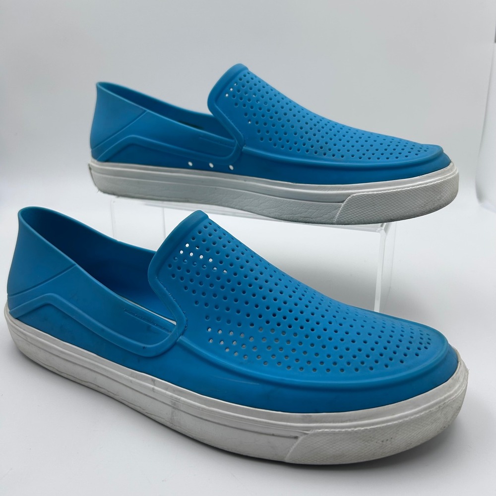 Crocs Slip Onโ Sneakers Womens 10 Blue Perforated Lightweight Comfort Gorpcore